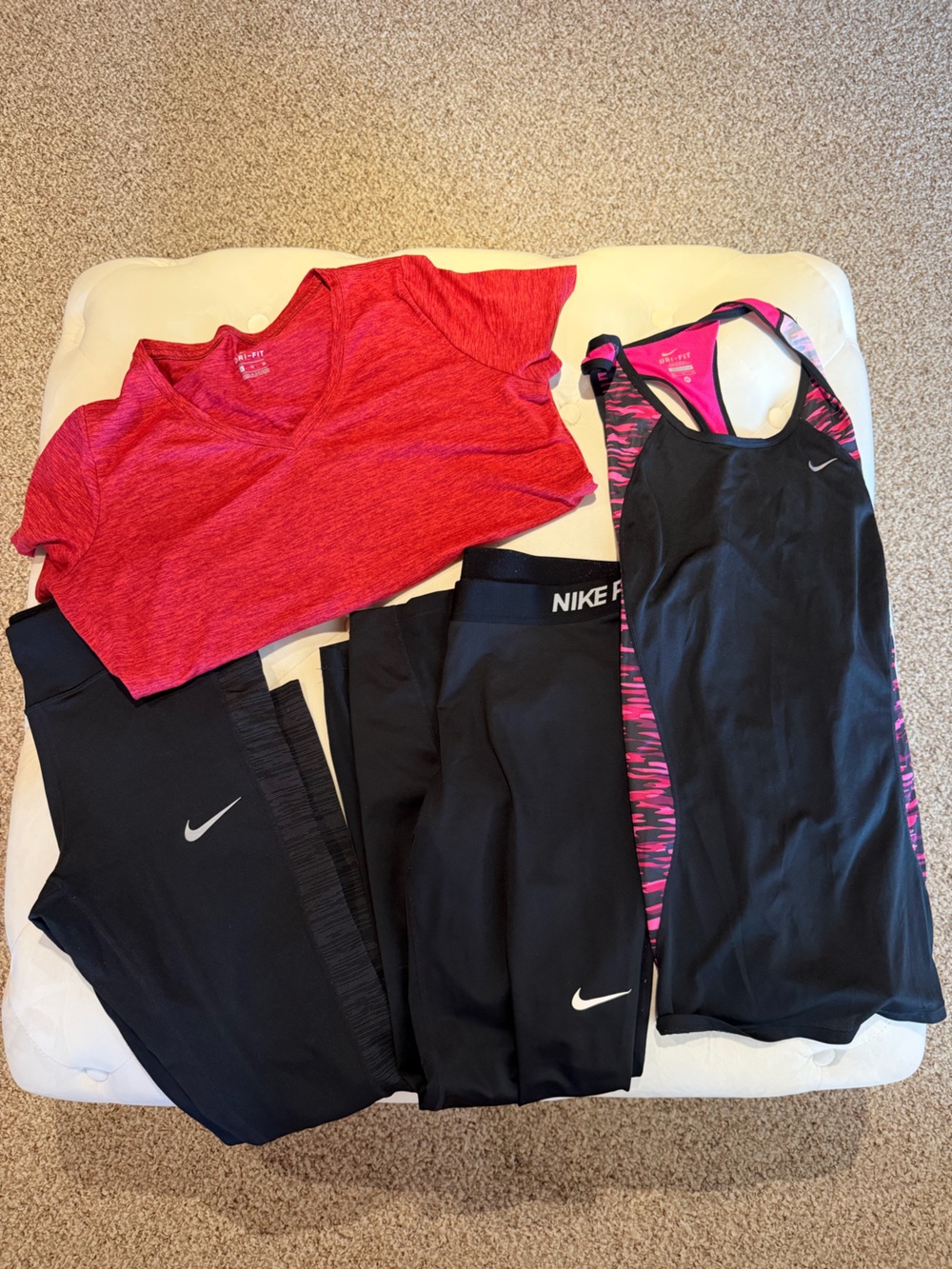 Nike Women's Black and Pink Athletic Tank & Tee Set